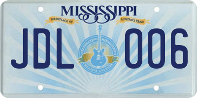MS license plate JDL006