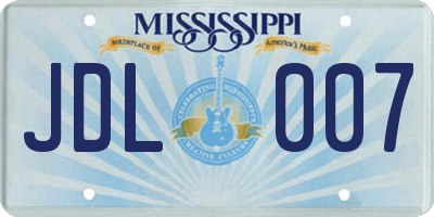 MS license plate JDL007