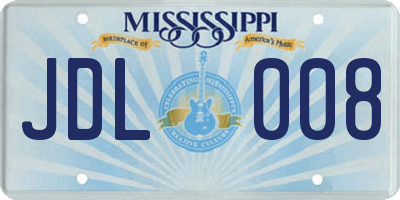 MS license plate JDL008