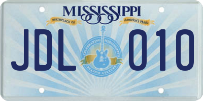MS license plate JDL010