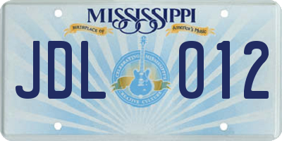 MS license plate JDL012