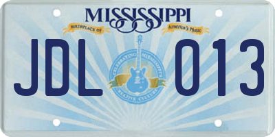 MS license plate JDL013