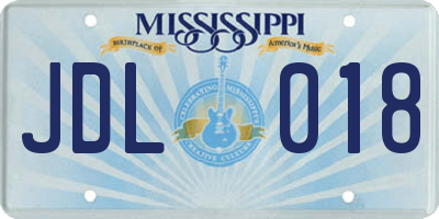 MS license plate JDL018