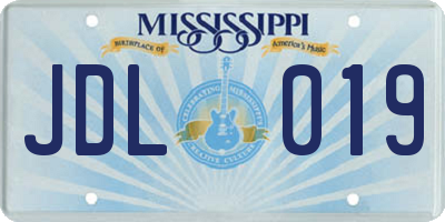 MS license plate JDL019