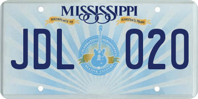 MS license plate JDL020