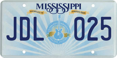 MS license plate JDL025