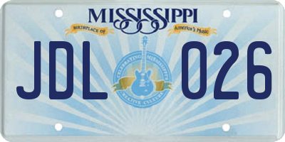 MS license plate JDL026