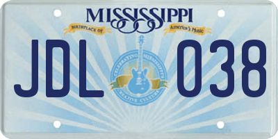 MS license plate JDL038