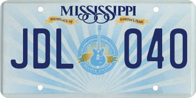 MS license plate JDL040