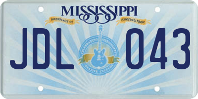 MS license plate JDL043