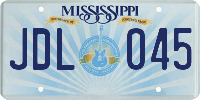 MS license plate JDL045