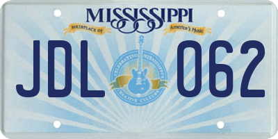 MS license plate JDL062