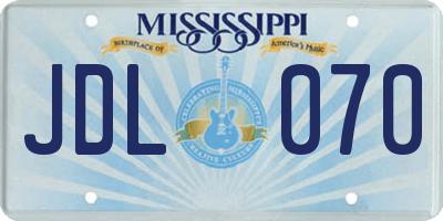 MS license plate JDL070
