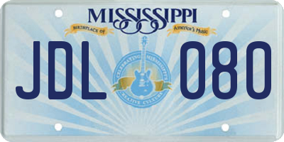 MS license plate JDL080