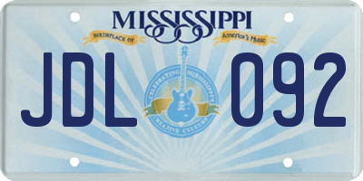 MS license plate JDL092