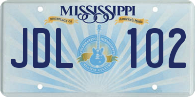 MS license plate JDL102
