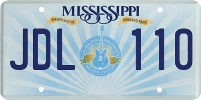 MS license plate JDL110