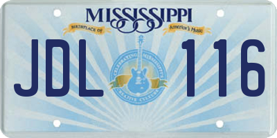 MS license plate JDL116