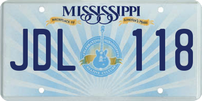 MS license plate JDL118