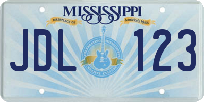 MS license plate JDL123