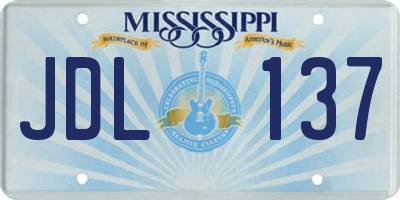 MS license plate JDL137