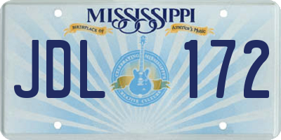 MS license plate JDL172