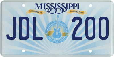 MS license plate JDL200