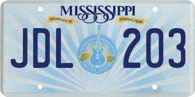 MS license plate JDL203