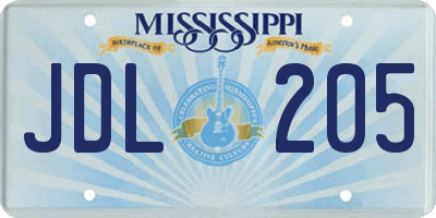 MS license plate JDL205