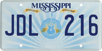 MS license plate JDL216
