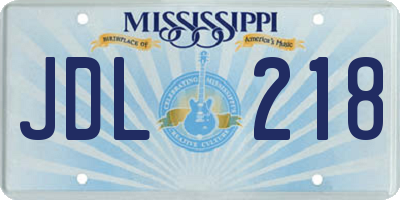 MS license plate JDL218
