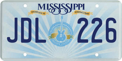 MS license plate JDL226