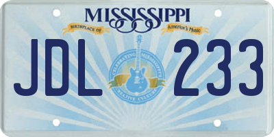 MS license plate JDL233