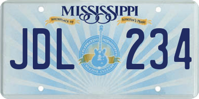 MS license plate JDL234
