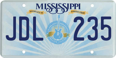 MS license plate JDL235