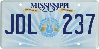 MS license plate JDL237