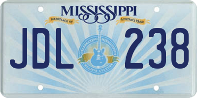 MS license plate JDL238
