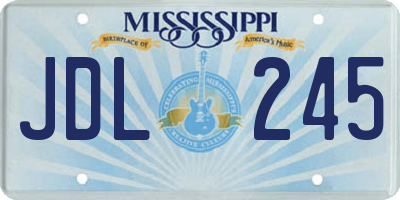MS license plate JDL245