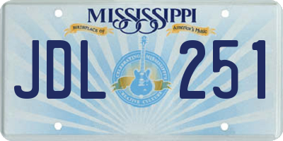 MS license plate JDL251