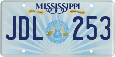 MS license plate JDL253