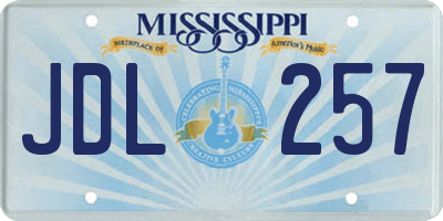 MS license plate JDL257