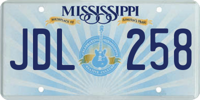 MS license plate JDL258