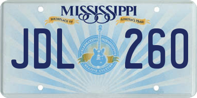 MS license plate JDL260