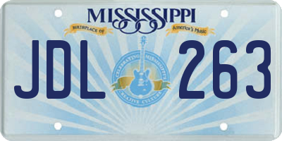 MS license plate JDL263