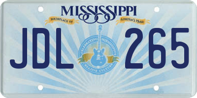 MS license plate JDL265
