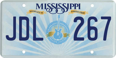 MS license plate JDL267