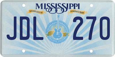 MS license plate JDL270