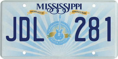 MS license plate JDL281