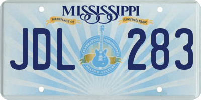 MS license plate JDL283