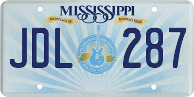 MS license plate JDL287